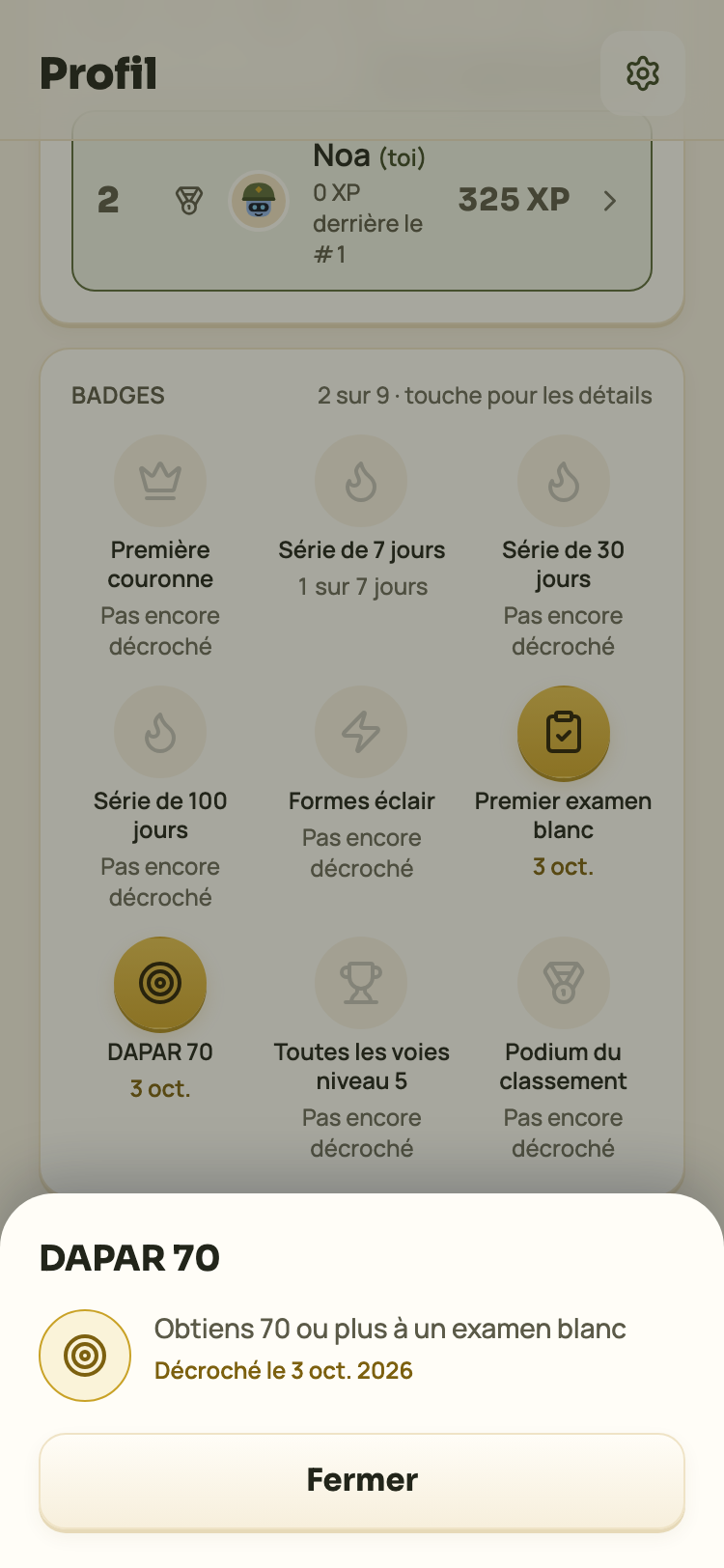 La célébration d'un badge